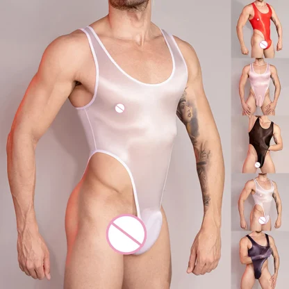 Shiny High Cut Sleeveless Bodysuit - Image 7