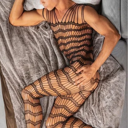 Transparent Fishnet Gents Bodystocking - Image 2