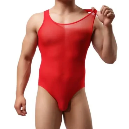 See-through Solid Gents Bodysuit