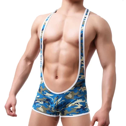 Camouflage Print Wrestling Bodysuit - Image 3